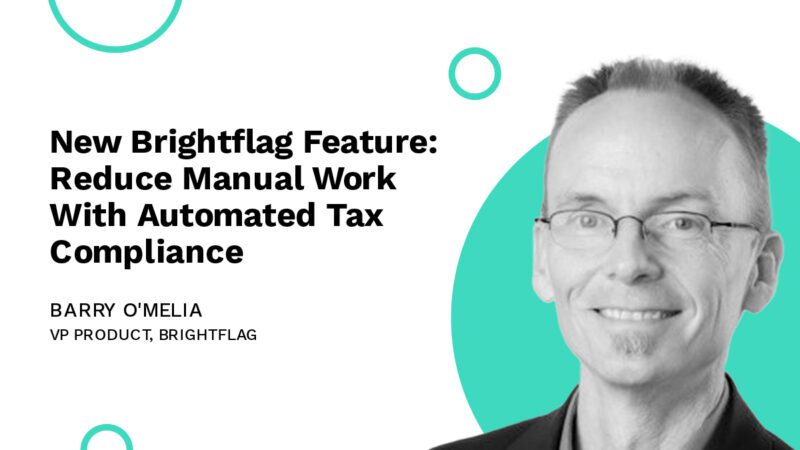 Brightflag's VP of Product, Barry O'Melia, smiling in front of a blue and teal backdrop, with the blog title 