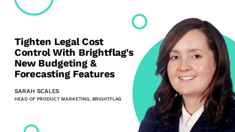 Sarah Scales, Head of Product Marketing at Brightflag, smiling in business attire on a white and teal backdrop, next to the blog title 