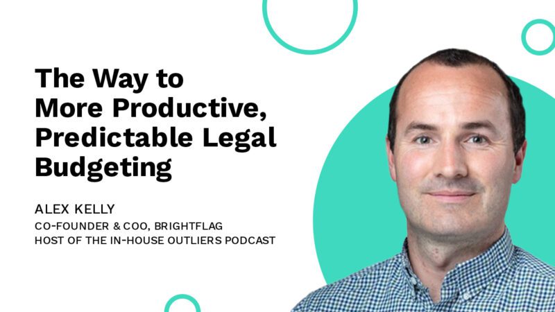 Alex Kelly, Brightflag Co-Founder and COO, smiling in business attire on a white and teal backdrop, next to the title 