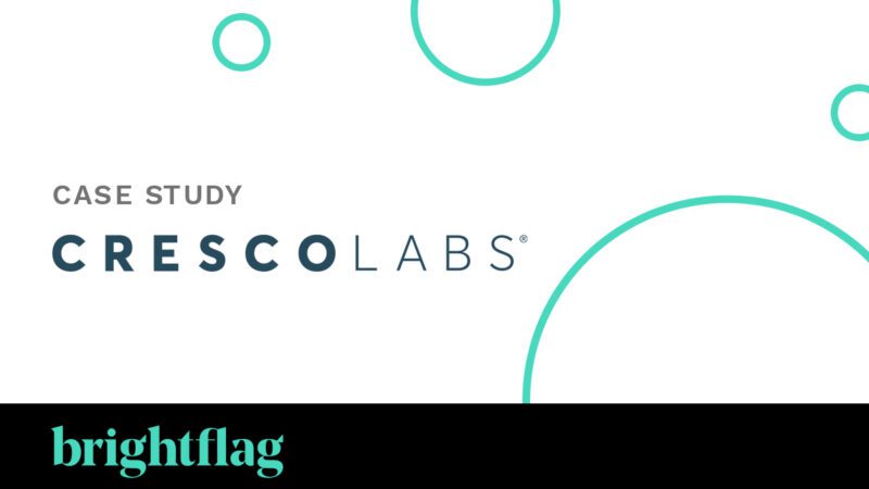 Cresco Labs' logo on a white background with teal circular graphics, for the 