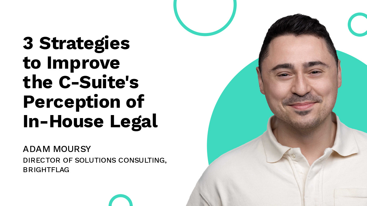 Brightflag's Director of Solutions Consulting, Adam Moursy, smiling in a white button-up shirt in front of a white and teal background, with the blog title 