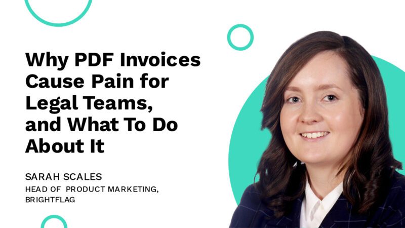 Sarah Scales, Head of Product Marketing at Brightflag, in business attire, smiling in front of a white and blue background with the text 