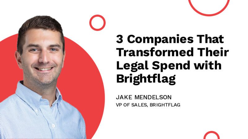 Jake Mendelson, Brightflag's VP of Sales, smiling in a business shirt in front of a red circular background with the text 