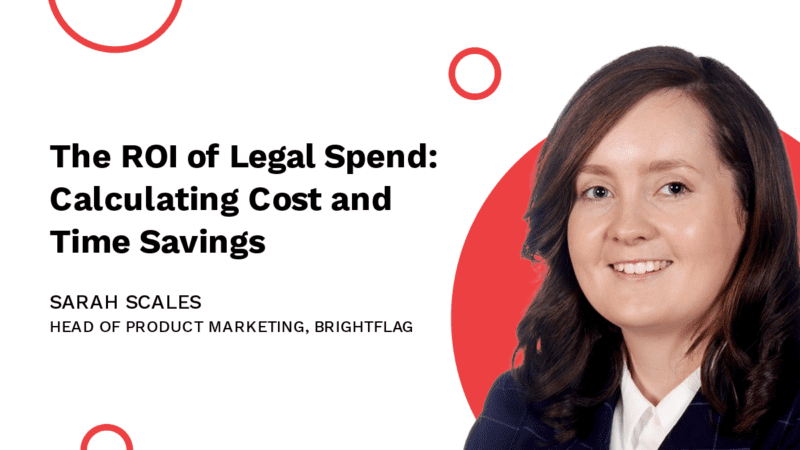 Photo of Sarah Scales, Brightflag's Head of Product Marketing, smiling in business attire in front of a white background with red circle, next to the title 