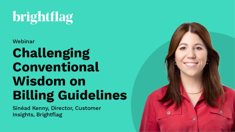 Sinead Kenny, Director of Customer Insights at Brightflag, smiling in a red shirt on a blue background, next to the Brightflag logo and the webinar title, 