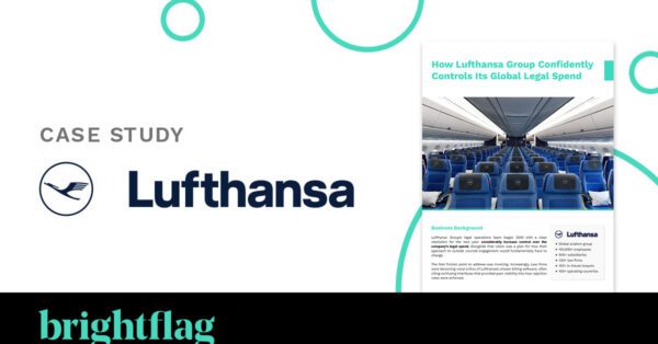 Lufthansa's logo on a white background with teal circles, for the Lufthansa Brightflag case study.