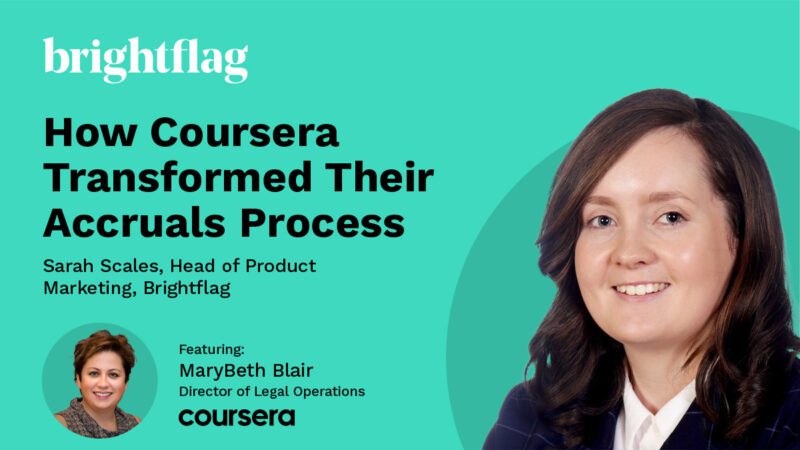 Sarah Scales, Brightflag's Head of Product Marketing, smiling in business attire on a teal backdrop, with MaryBeth Blair's headshot to the right, below the blog title 