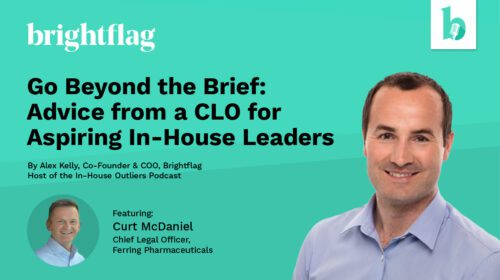 Brightflag Co-Founder Alex Kelly, in a business shirt, smiling in front of a teal background, with a photo of Curt McDaniel to his right, below the blog title