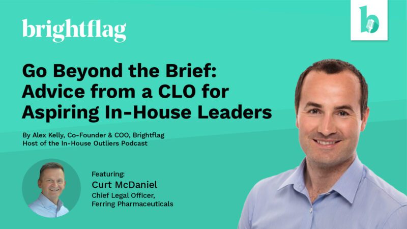 Brightflag Co-Founder Alex Kelly, in a business shirt, smiling in front of a teal background, with a photo of Curt McDaniel to his right, below the blog title