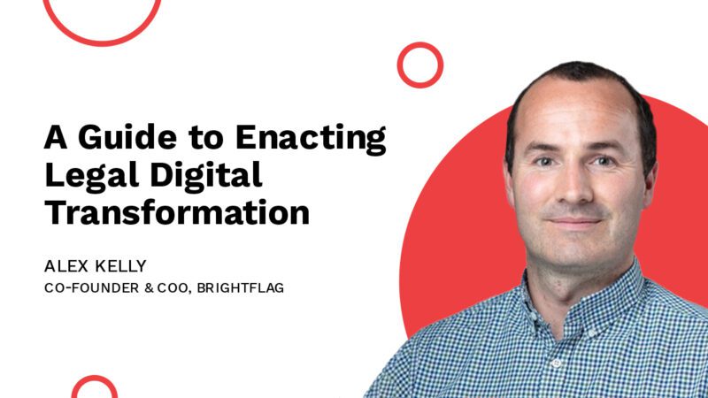 Brightflag COO and Co-Founder, Alex Kelly, smiling in a blue shirt in front of a white and red background, with the blog title 