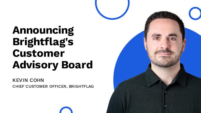 Brightflag's Chief Customer Officer Kevin Cohn, in a black dress shirt, smiling in front of a white and blue background, with the blog title 