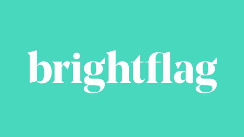 Brightflag logo in white font on a teal background