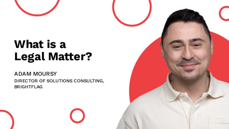 Brightflag's Director of Solutions Consulting, Adam Moursy, smiling in a white dress shirt, in front of a white and red background, with the blog title 