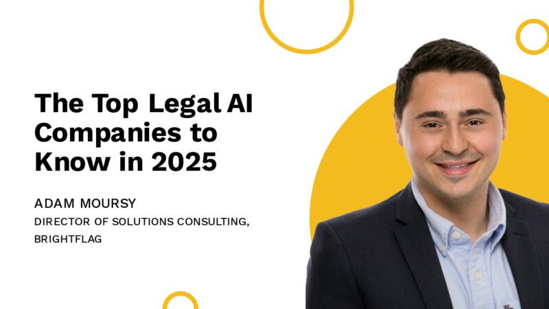 Brightflag's Director of Solutions Consulting, Adam Moursey, in a suit jacket and dress shirt, smiling in front of a white and yellow background with the blog title 