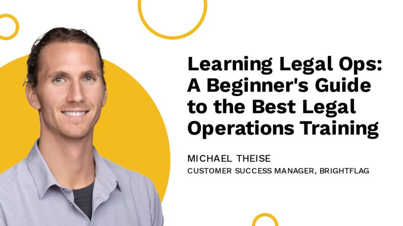 Brightflag Customer Success Manager Michael Theise, in a gray business shirt, smiling in front of a white and yellow background, with the blog title 