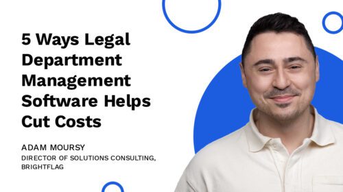 Brightflag's Director of Solutions Consulting, Adam Moursy, smiling in a white polo in front of a white and blue background with the title