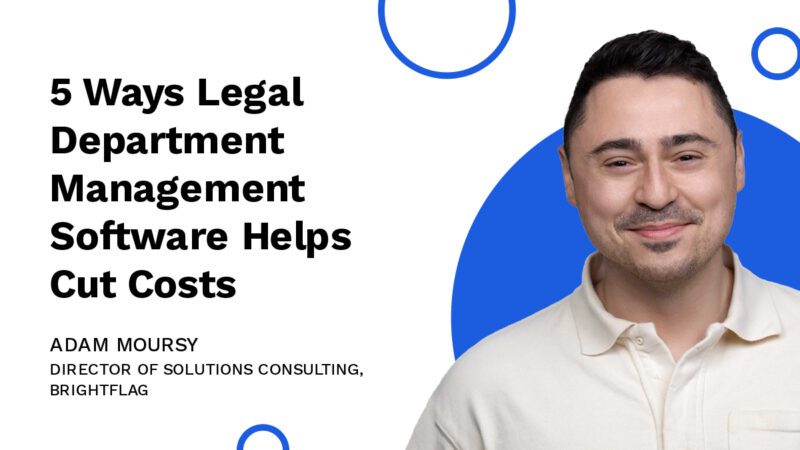 Brightflag's Director of Solutions Consulting, Adam Moursy, smiling in a white polo in front of a white and blue background with the title