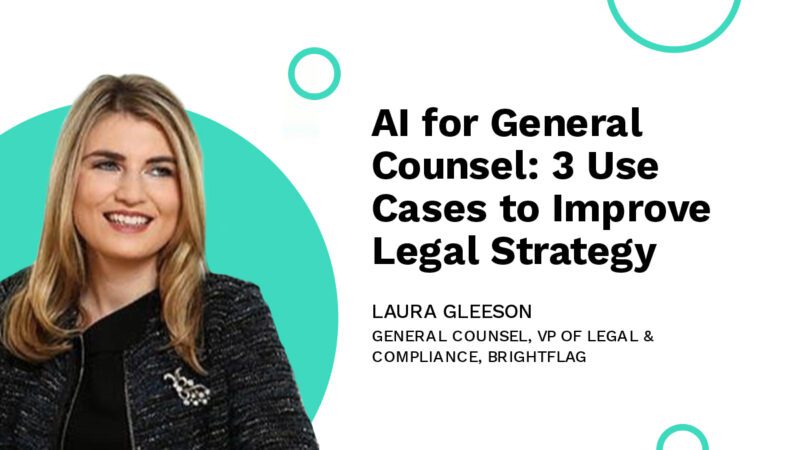Brightflag's General Counsel and VP of Legal & Compliance Laura Gleeson, smiling in black business attire, in front of a white and teal background, with the blog title 