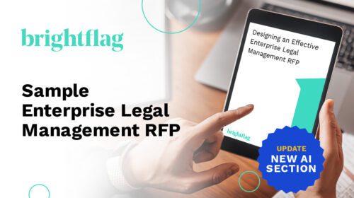 Photo of a person scrolling on a tablet, with the Brightflag logo in the upper left, and the text 