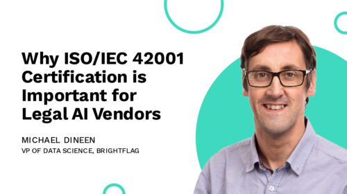 Brightflag's VP of Data Science, Michael Dineen, in glasses and a blue button-up shirt, smiling in front of a white background with teal circles, and the blog title 