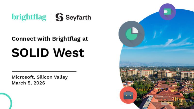 Photo of Silicon Valley from an aerial view, with the Brightflag and Seyfarth logo, and the event name 