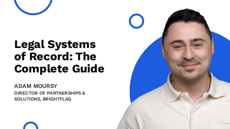 Brightflag's Director of Solutions Consulting, Adam Moursy, smiling in a white shirt in front of a blue background, with the title 